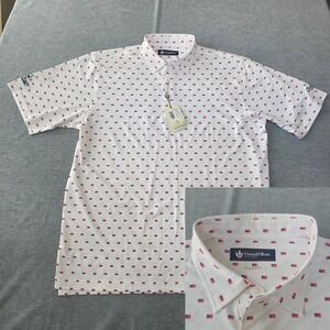 Donald Ross Polo Shirt Mens Large White USA Flag Print Golf Patriot NWT